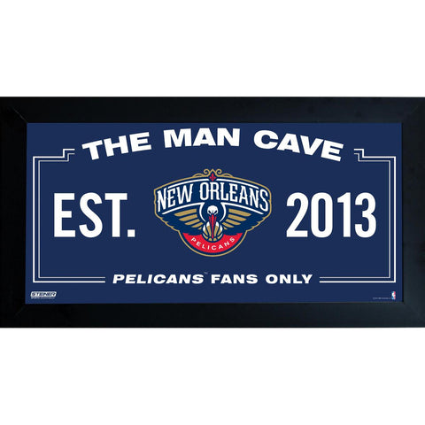 New Orleans Pelicans Man Cave Sign 10x20 Framed Photo