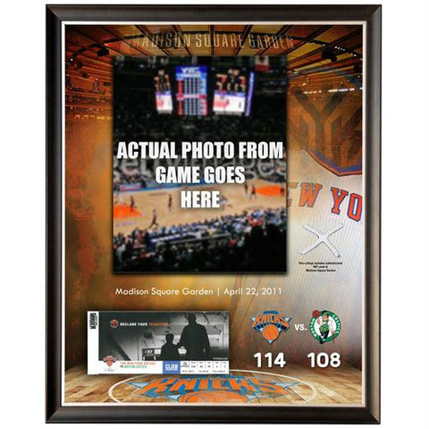 New York Knicks 2011 Playoff Ticket Redemption 14x20 Collage w Game Used Net