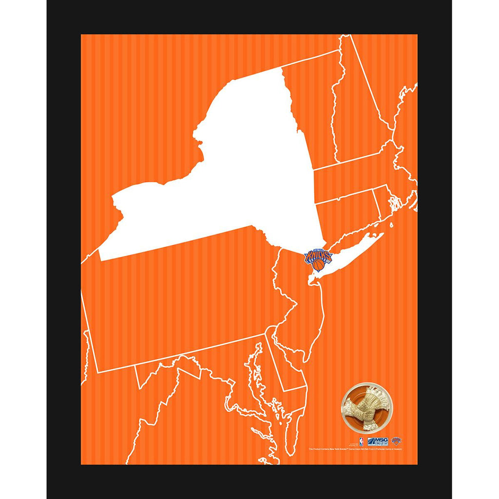New York Knicks Logo Map 11x14 Framed Photo Collage wGame Used Net