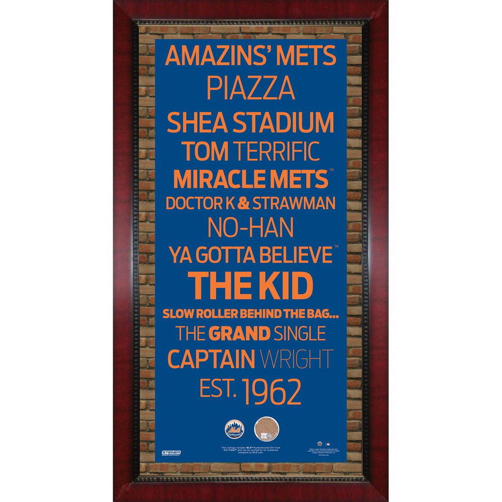 New York Mets Subway Sign 16x32 Frame w auth Dirt from Citi Field.