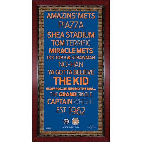 New York Mets Subway Sign 16x32 Frame w auth Dirt from Citi Field.