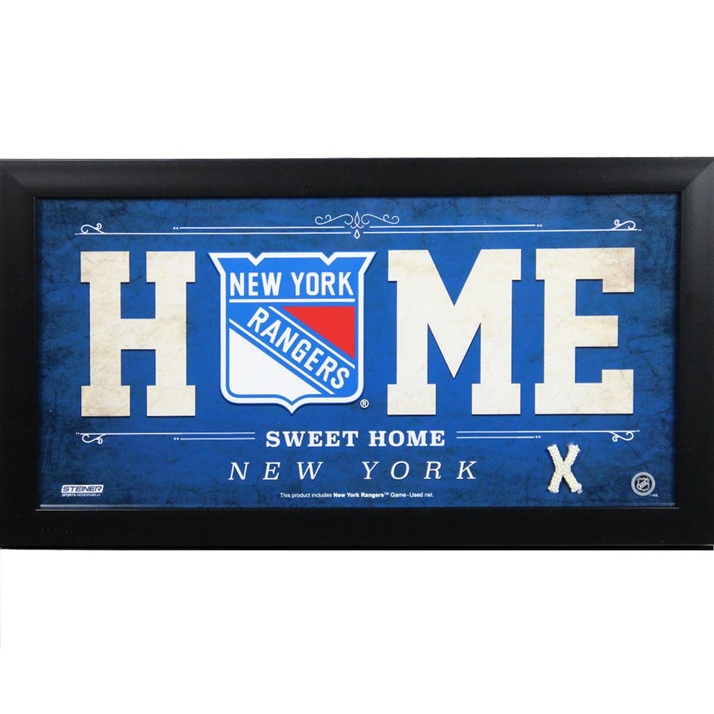 New York Rangers 10x20 Home Sweet Home Sign w Game Used Net