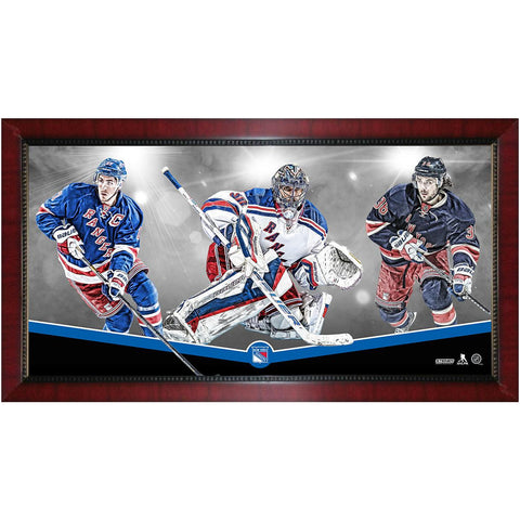 New York Rangers Player Composition 3 Jersey Graphic 16x32 Framed Photo