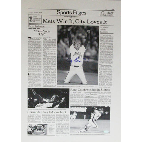 New York Times Cover Reprint Signed by Jesse Orosco - October 28 1986 Mets Win It City Loves It