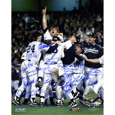 New York Yankees Multi Signed 1996 WS Celebration 16x20 Photo (MLB Auth) (21 Sigs)