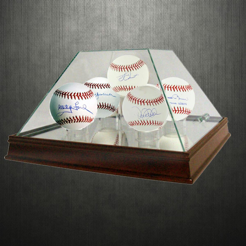 New York Yankees WS MVPs 5 Ball Set w Glass Pyramid Display Case