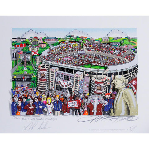 Nick Saban Signed Alabama Pop Art by Charles Fazzino w 2011 National Champs Insc. (14 National Titles)