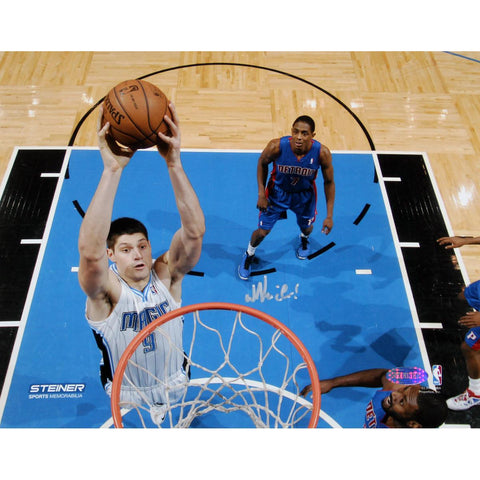 Nikola Vucevic Orlando Magic At Basket Against Detroit Pistons Signed 8x10 Photo