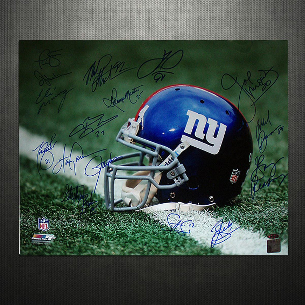 NY Giants Greats Multi Signed Helmet 16x20 Photo (16 Sig)