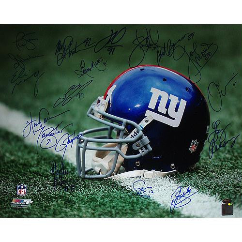 NY Giants Greats Multi Signed Helmet 16x20 Photo (18 Sig)