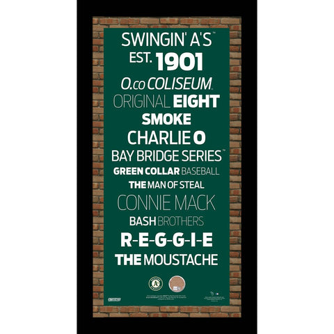 Oakland Athletics Subway Sign Wall Art 9.5x19 Frame w Authentic Dirt from O.co Coliseum