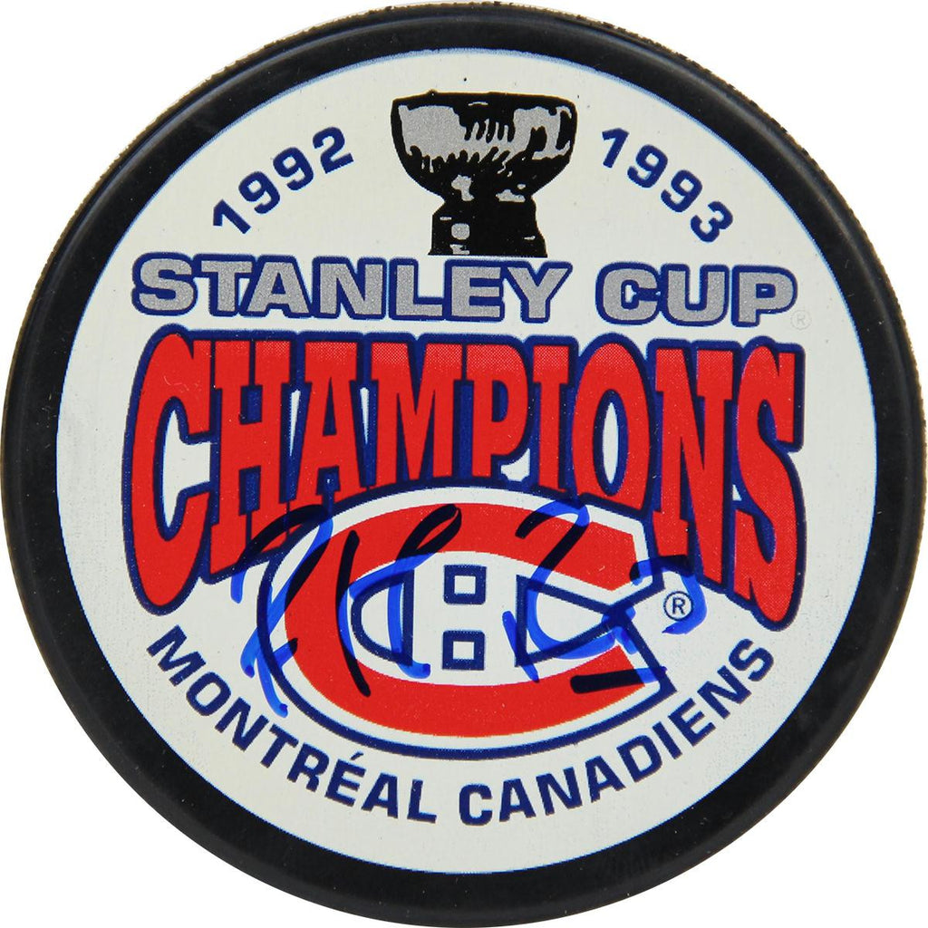 Patrick Roy Montreal Canadiens Signed 1993 Stanley Cup Champions Puck (AJ Sports Auth)