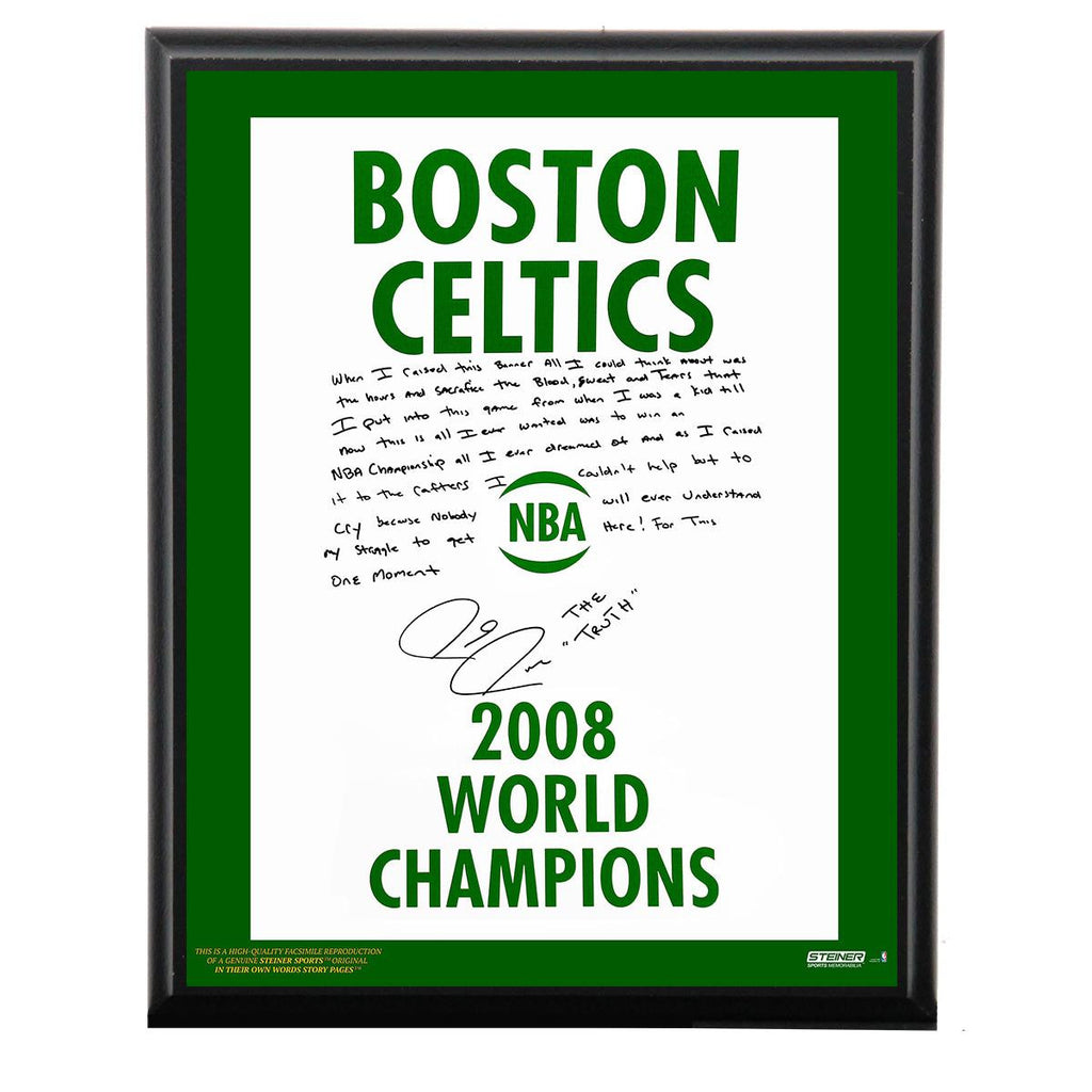 Paul Pierce Facsimile 2008 Champions Banner Metallic 8x10 Story Plaque