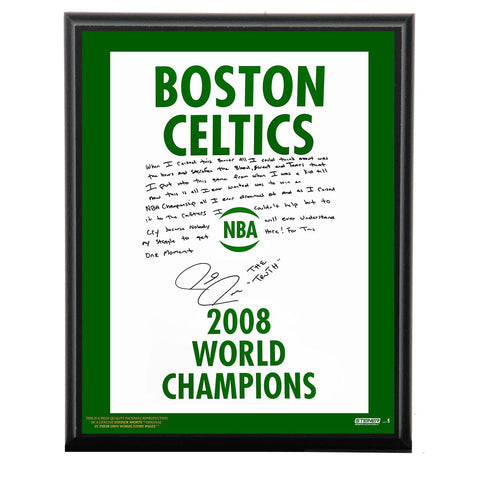 Paul Pierce Facsimile 2008 Champions Banner Metallic 8x10 Story Plaque