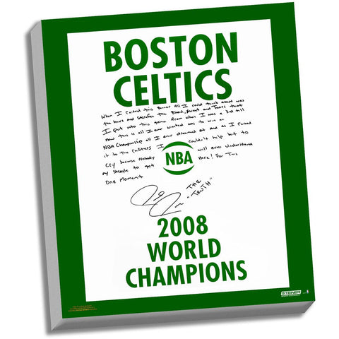 Paul Pierce Facsimile 2008 Champions Banner Stretched 22x26 Story Canvas