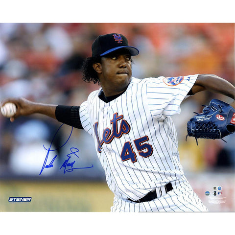 Pedro Martinez Signed New York Mets Pitch 16x20 Photo (MLB Auth)