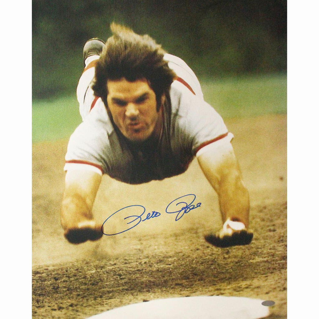 Pete Rose Signed Close-Up Slide Vertical 16x20 Photo