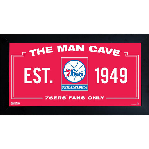 Philadelphia 76ers Man Cave Sign 10x20 Framed Photo