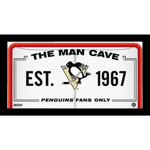 Pittsburgh Penguins Man Cave Sign 10x20 Framed Photo