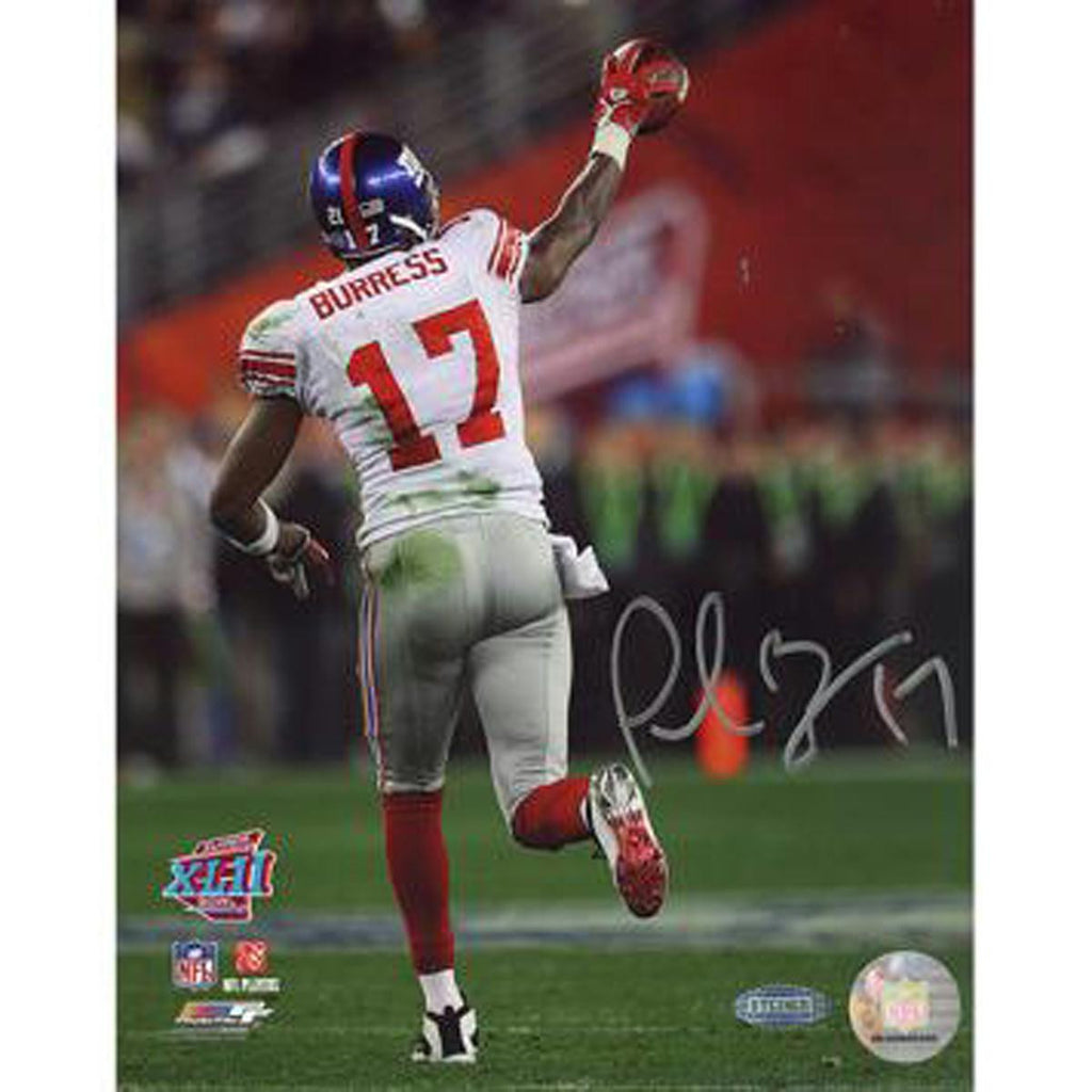 Plaxico Burress SB XLII Running Down Field After TD 8x10 Photograph