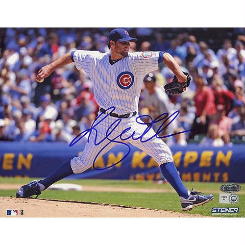 Randy Wells Chicago Cubs Home Jersey Pitching Horizontal 8x10 Photo (MLB Auth)