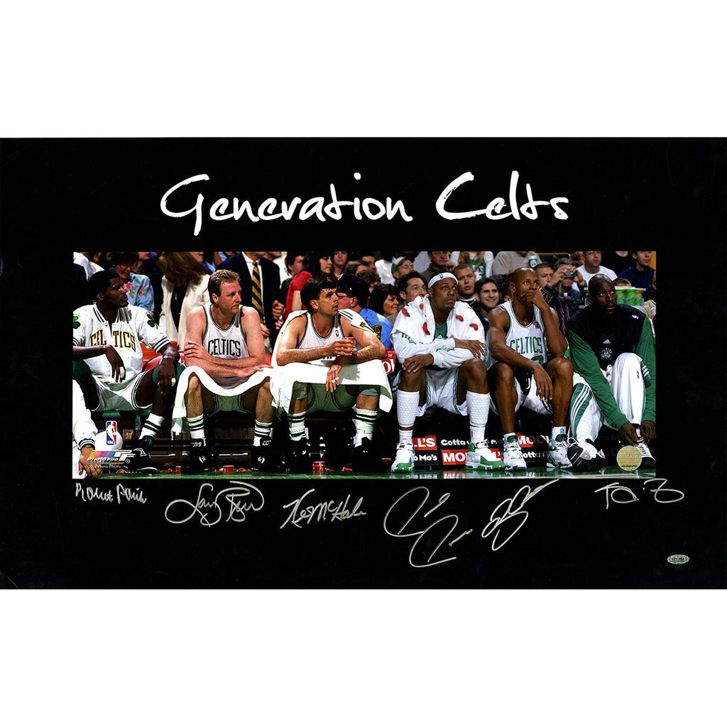 Ray AllenLarry BirdKevin GarnettKevin McHaleRobert ParishPaul Pierce Generation Celts Multi Signed 18x29 Photo (LE117)