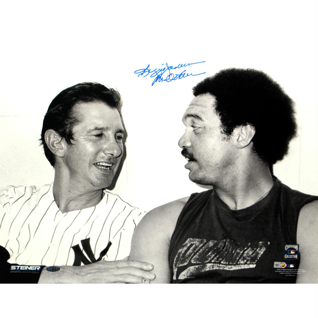 Reggie Jackson Signed Sitting With Billy Martin 16x20 Photo w Mr. October insc (MLB Auth)