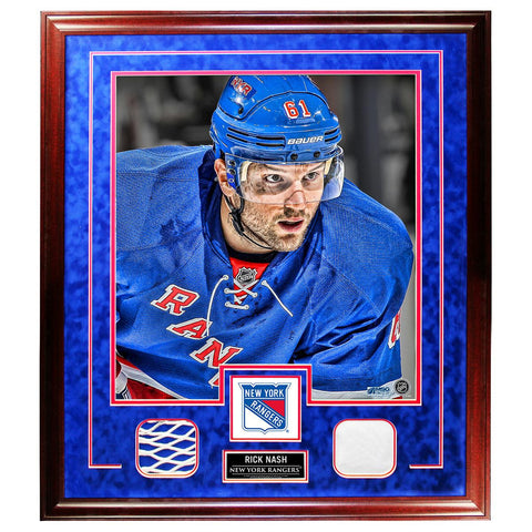 Rick Nash 20x24 Game Used Collage w Game Used Net and Uniform