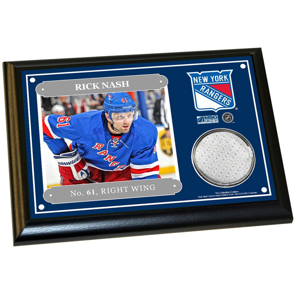 Rick Nash 4x6 Player Plaque w Game Used Uniform