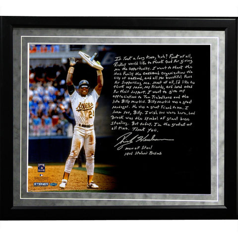 Rickey Henderson Facsimile Stolen Base Record Framed Metallic 16x20 Story Photo