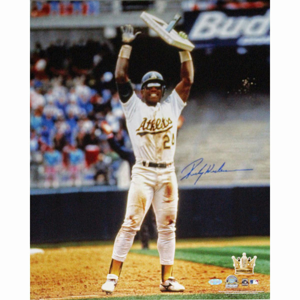 Rickey Henderson Holding Base in Air Vertical 16x20 Photo