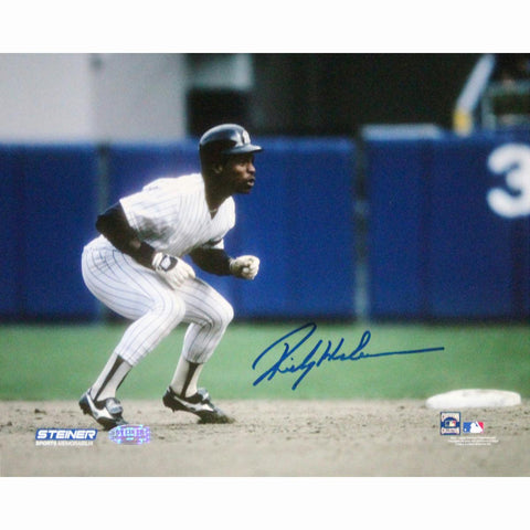 Rickey Henderson Leading Off Second Base in Yankees Uniform 8x10