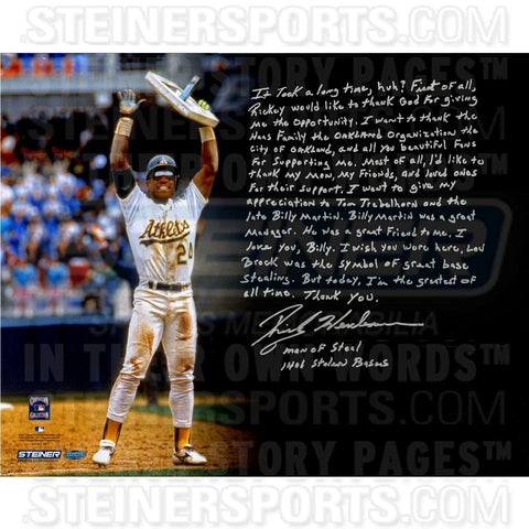 Rickey Henderson Signed 16x20 Story Photo