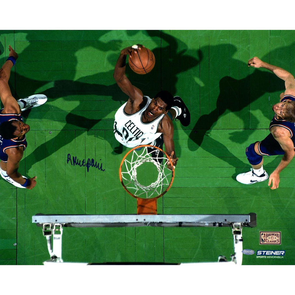 Robert Parish Celtics White Jersey Over Head Dunk 16X20 photo