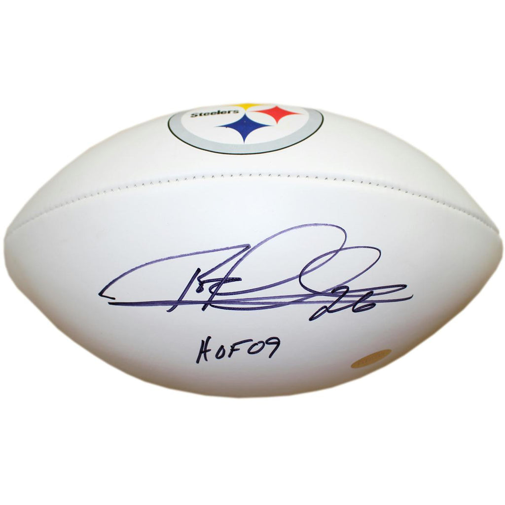 Rod Woodson Signed Pittsburgh Steelers Logo White Panel Football w HOF 09 Insc