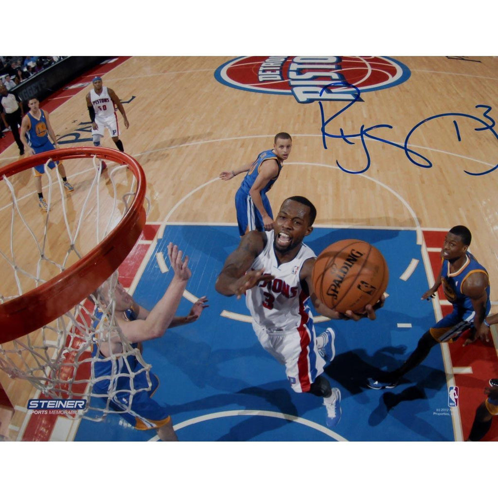 Rodney Stuckey Detroit Pistons at the Basket in White Jersey Signed 16x20 Photo (Getty 157707338)