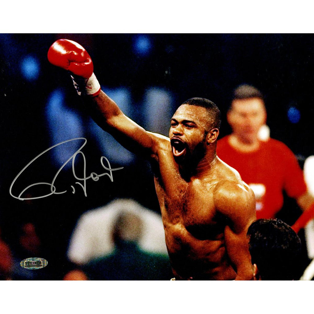 Roy Jones Jr. Signed Celebrating vs. Virgil Hill 8x10 Horizontal Photo