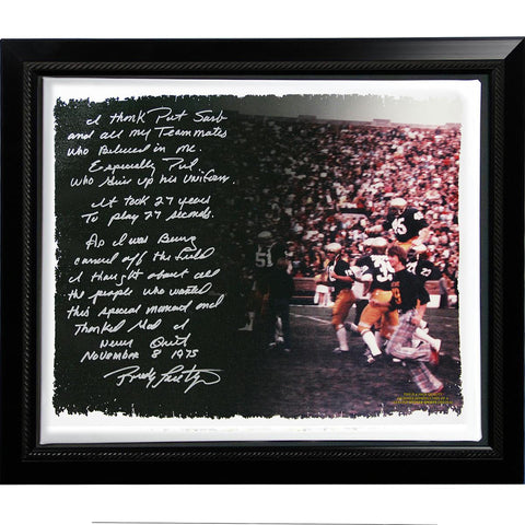 Rudy Ruettiger Facsimile Never Give Up Story Stretched Framed 22x26 Story Canvas