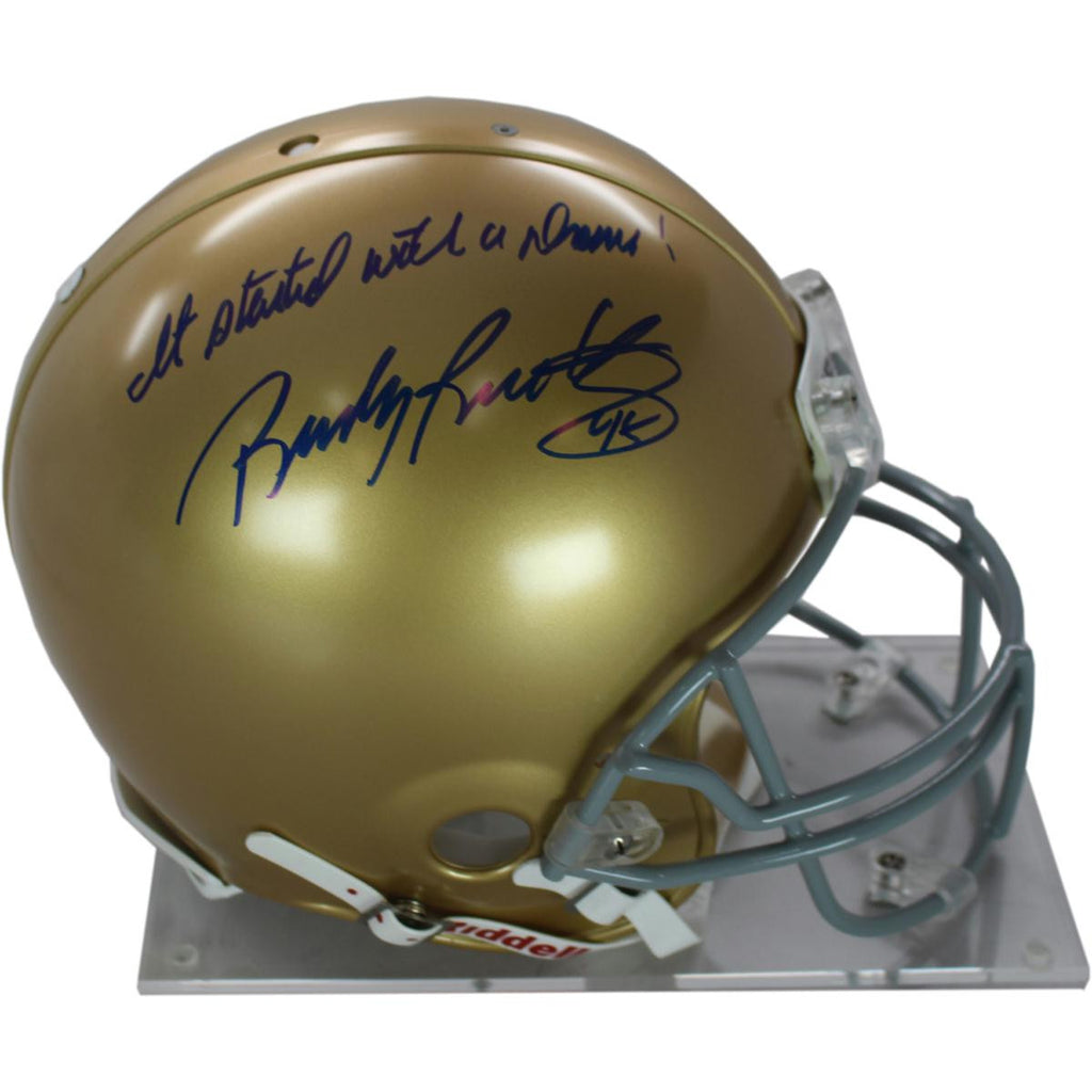 Rudy Ruettiger Signed Authentic Notre Dame Full Size Helmet w It Started With a Dream insc