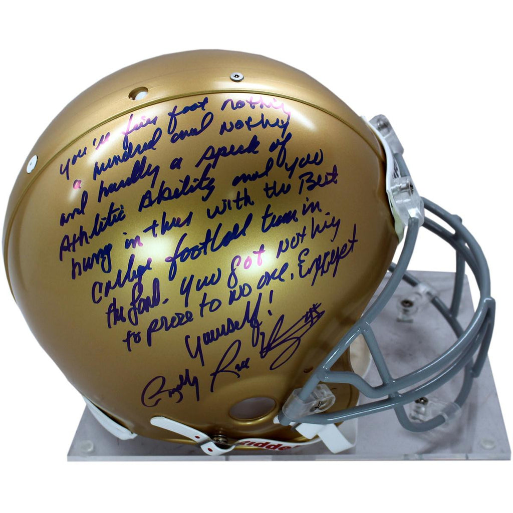 Rudy Ruettiger Signed Notre Dame Authentic Full Size Helmet w long 5 Foot Nothing insc