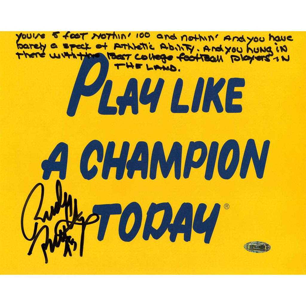 Rudy Ruettiger Signed Play Like a Champion Today 8x10 Photo wLong 5 Foot Nothing Insc.