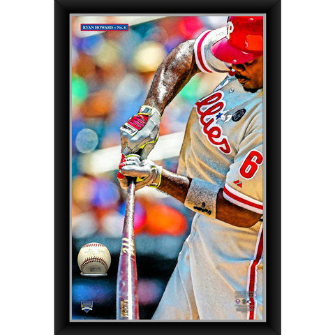 Ryan Howard 20x32 Baseball Holder Display w Game-Used Baseball (baseball is removable)