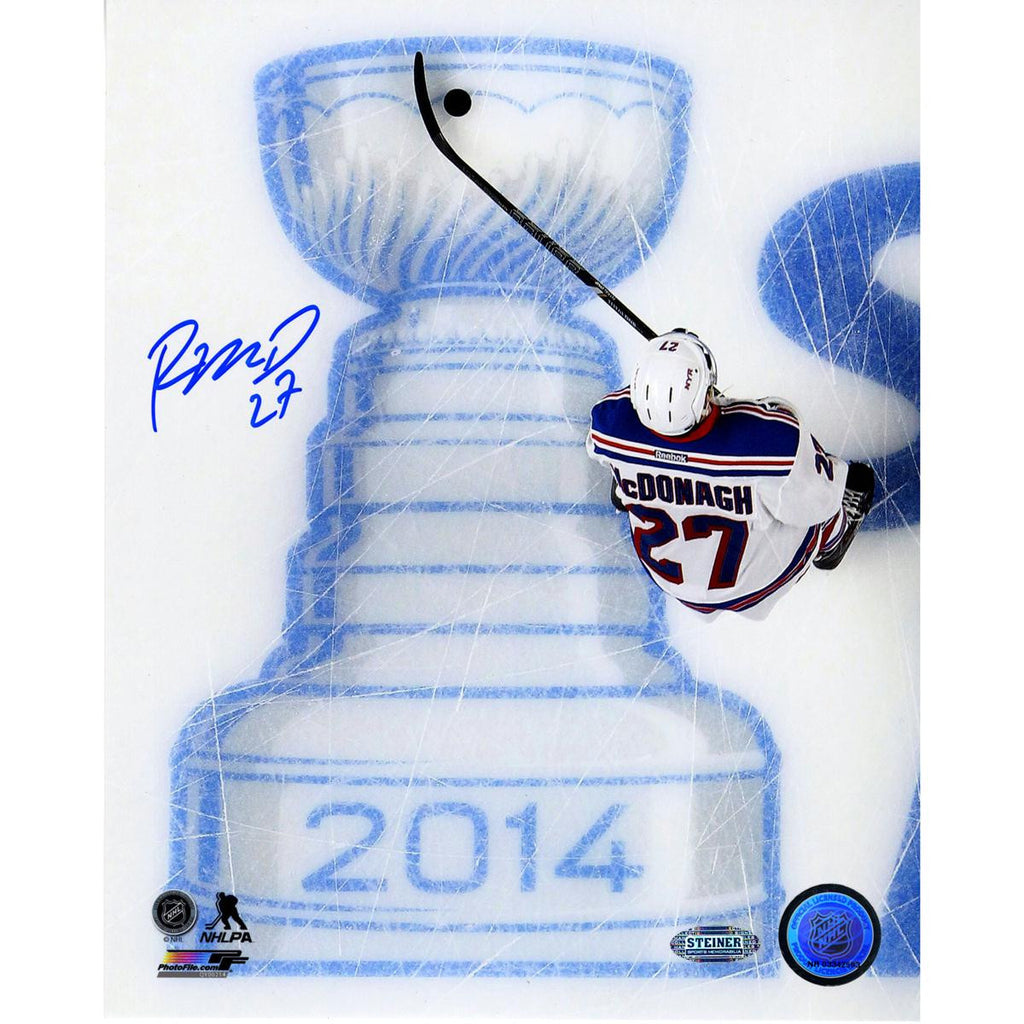 Ryan McDonagh Signed Skating Over 2014 Stanley Cup Logo 16x20 Photo