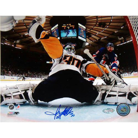 Ryan Miller Goal Cam Kick Save vs. Rangers Signed 8x10 Photo