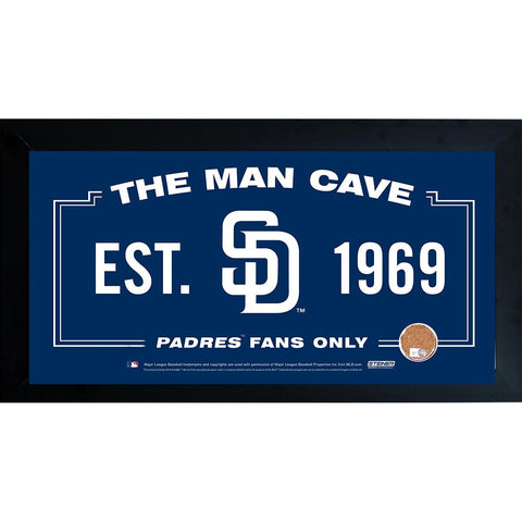 San Diego Padres Man Cave Framed 10x20 Sign w Authentic Game-Used Dirt Capsule (MLB Auth)