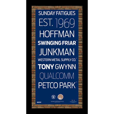 San Diego Padres Subway Sign Wall Art 9.5x19 Frame w Authentic Dirt from Petco Park.