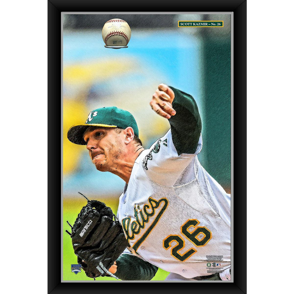 Scott Kazmir 20x32 Baseball Holder Display w Game-Used Baseball (baseball is removable)