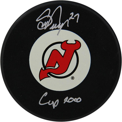 Scott Niedermayer Signed New Jersey Devils Puck w Cup 2000 Insc. (Niedermayer Auth)