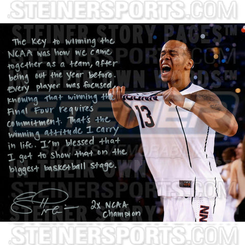 Shabazz Napier Signed Connecticut Huskies Celebration NCAA Mens Final Four Championship 16x20 Story Photo