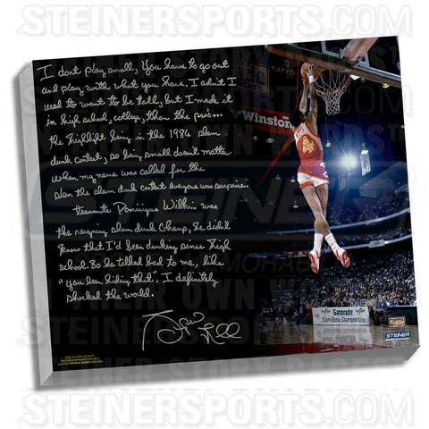 Spud Webb Facsimile Slam Dunk Contest Stretched 22x26 Story Canvas